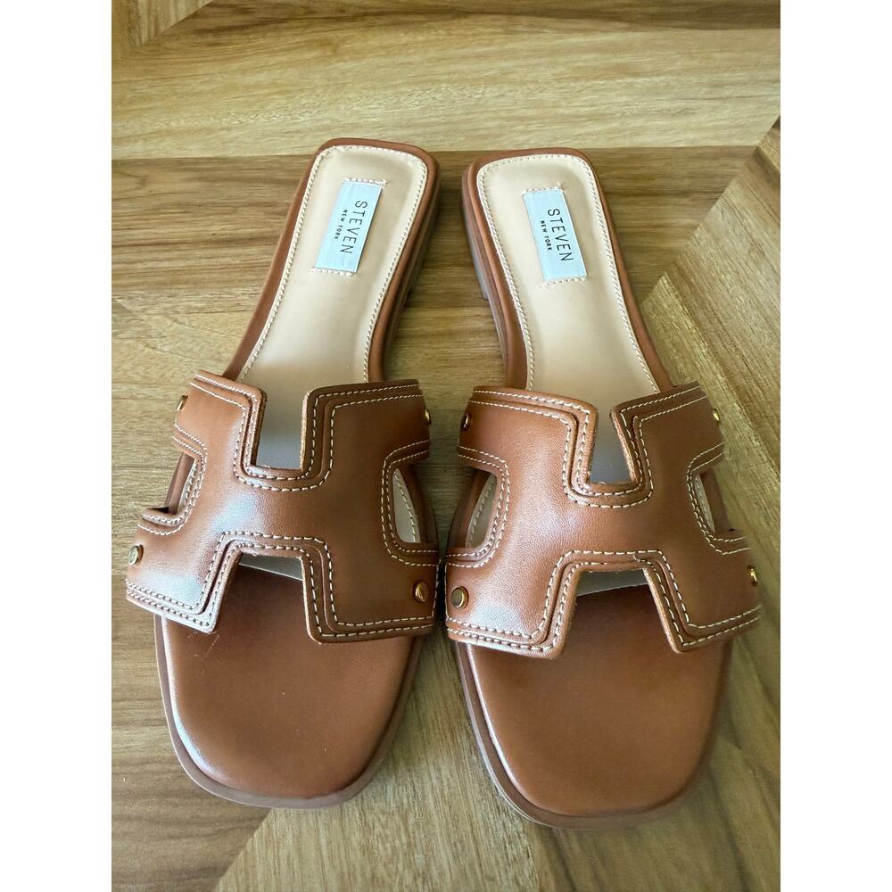 Steven New York Harlien Cognac Slide Sandals Sz. 8.5